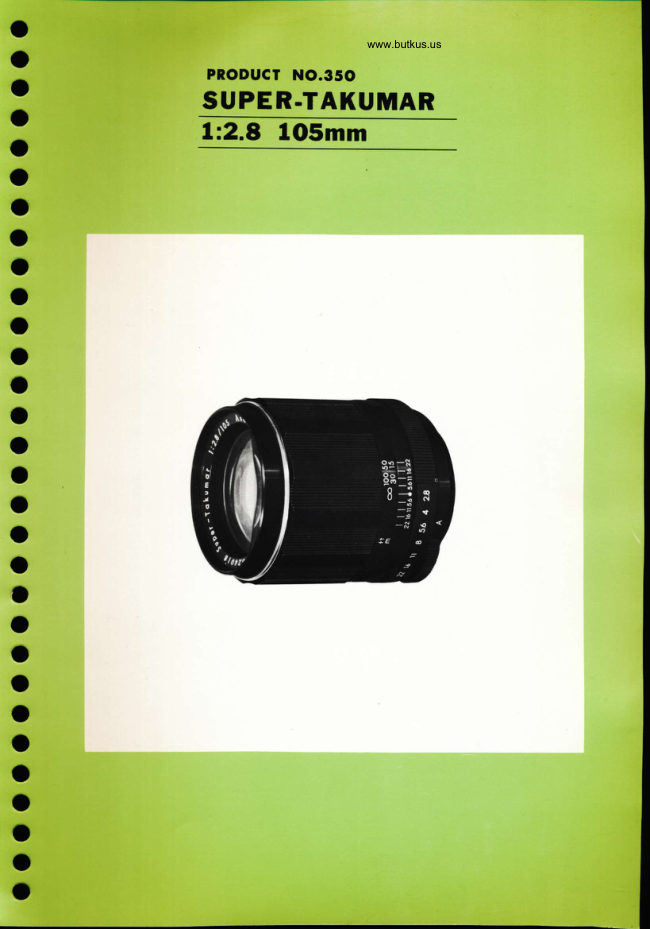 Pentax SUPER Takumar 105mm F2.8 manual cover