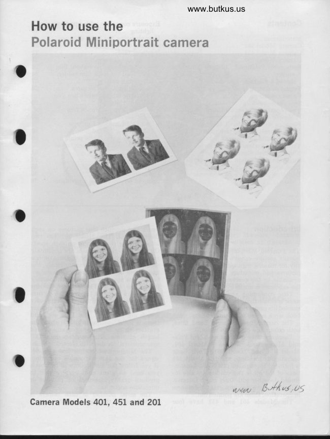 Polaroid Miniportrait 401 - 451 - 201 manual cover