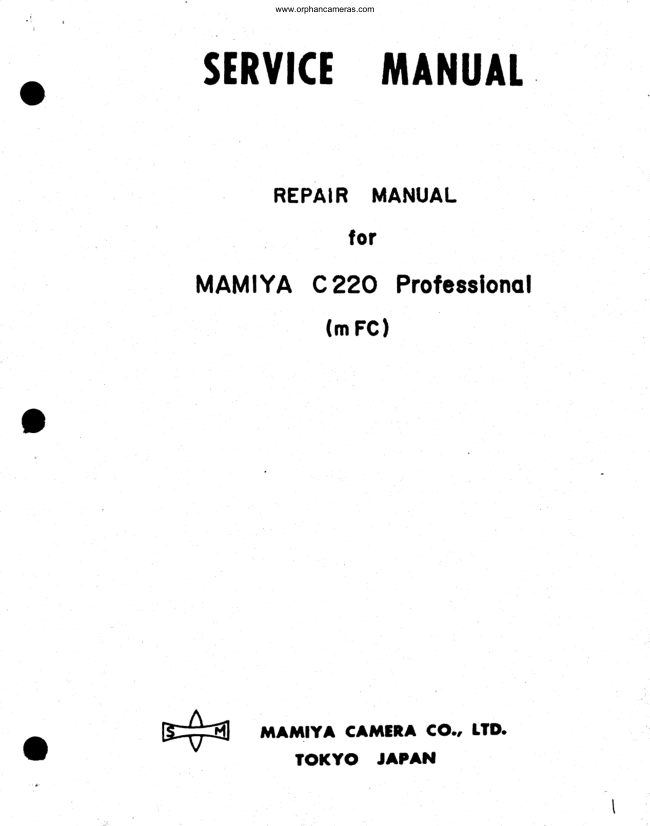 Mamiya REPAIR manual cover