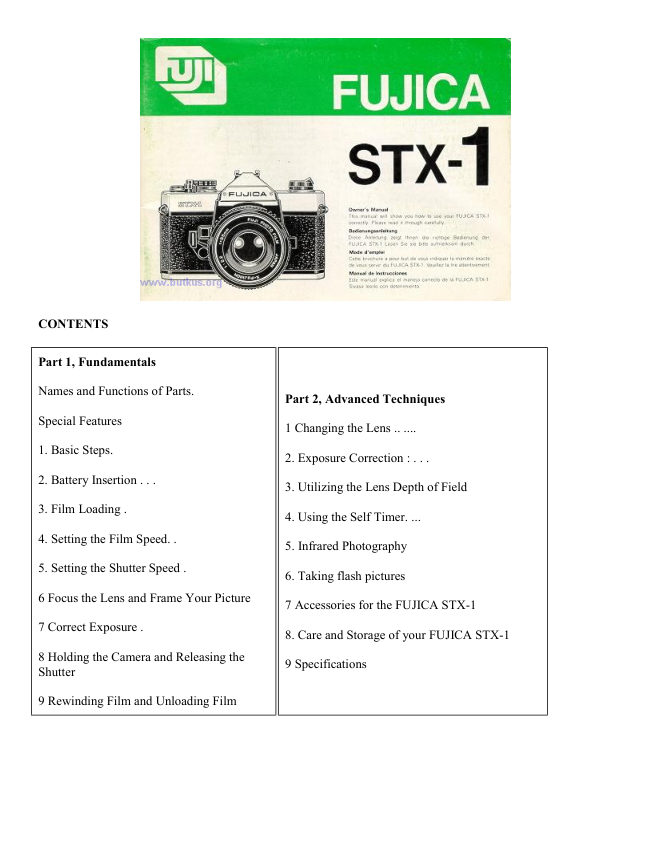 FUJICA STX-1 manual cover