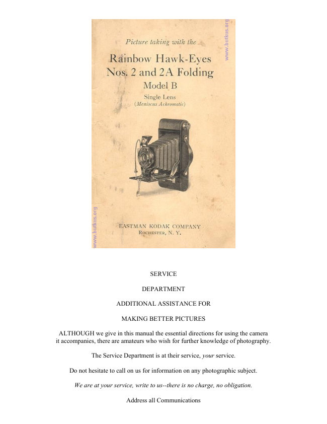 Kodak Rainbow Hawk-eyes manual cover