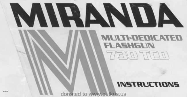 MIRANDA 730 TCD Flash manual cover