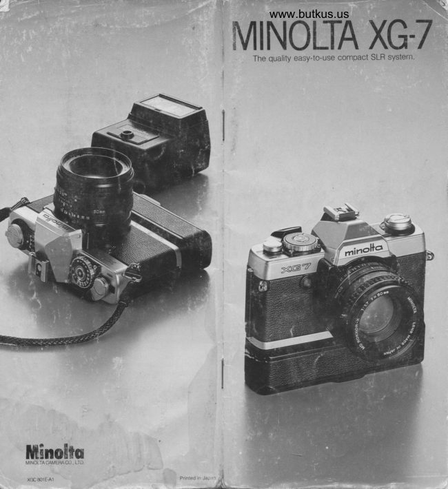 Minolta XG-7 guide, lenses, accessories manual cover