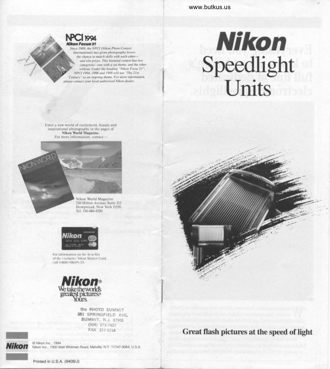 Nikon Speedlight Units manual cover