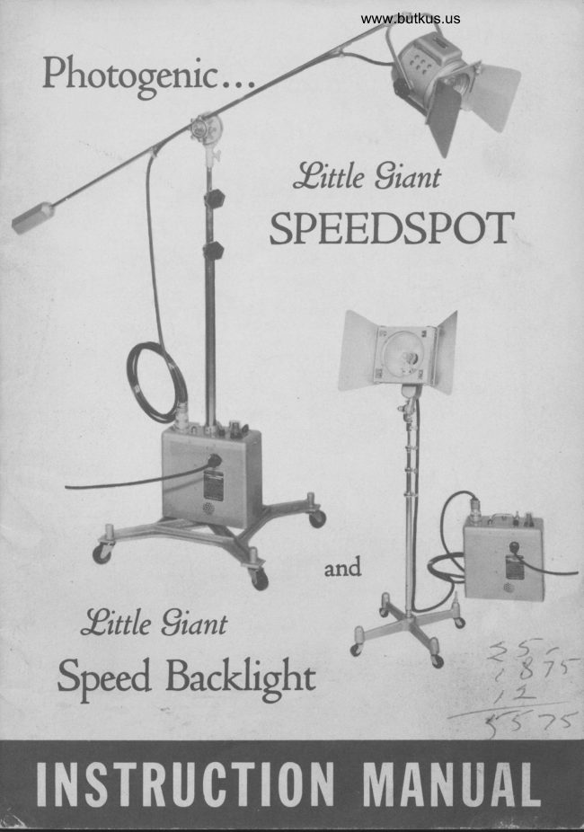 Photogenic Little Giant SpeedSpot Photogenic Speed Backlight (with schematic diagram) manual cover