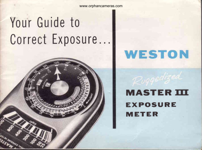 Weston Master III light meter manual cover