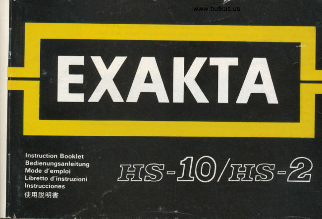 Exakta Hs 10 Hs 2 02 manual cover