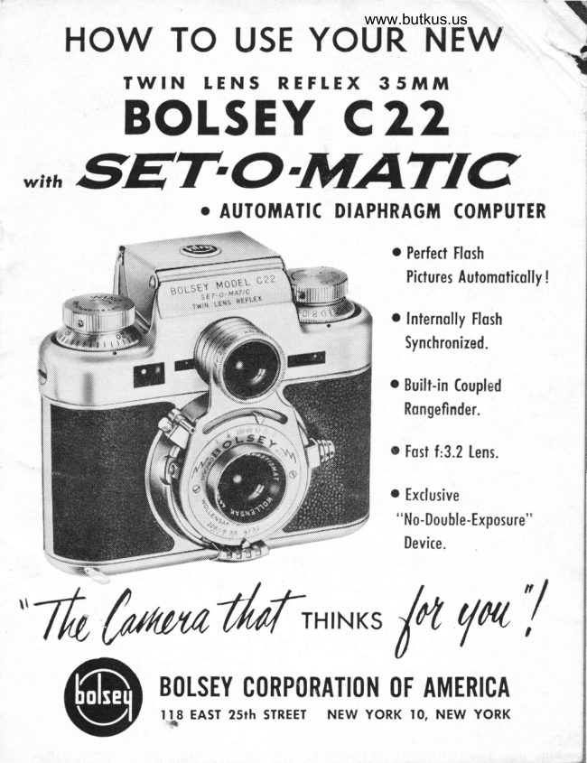 Bolsey C22 manual cover
