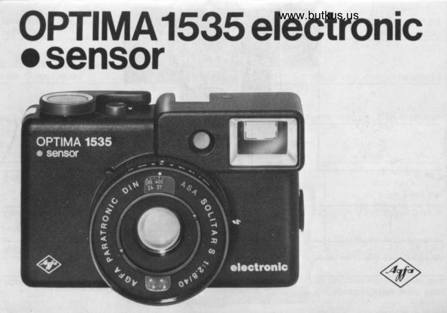 Agfa Optima 1535 Electronic Sensor handleiding manual cover