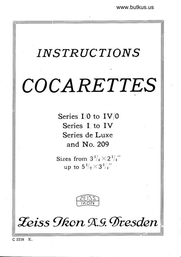Zeiss Ikon Cocarette cameras manual cover
