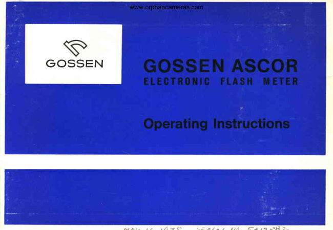 Gossen Ascor Electronic Flash Meter manual cover