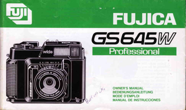 Fujica GS645W Prof manual cover