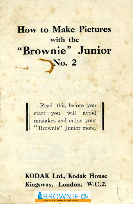 Kodak Brownie Junior No. 2 manual cover
