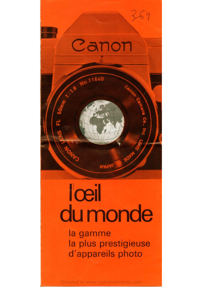 Canon Sales Catalog, - 1969 manual cover