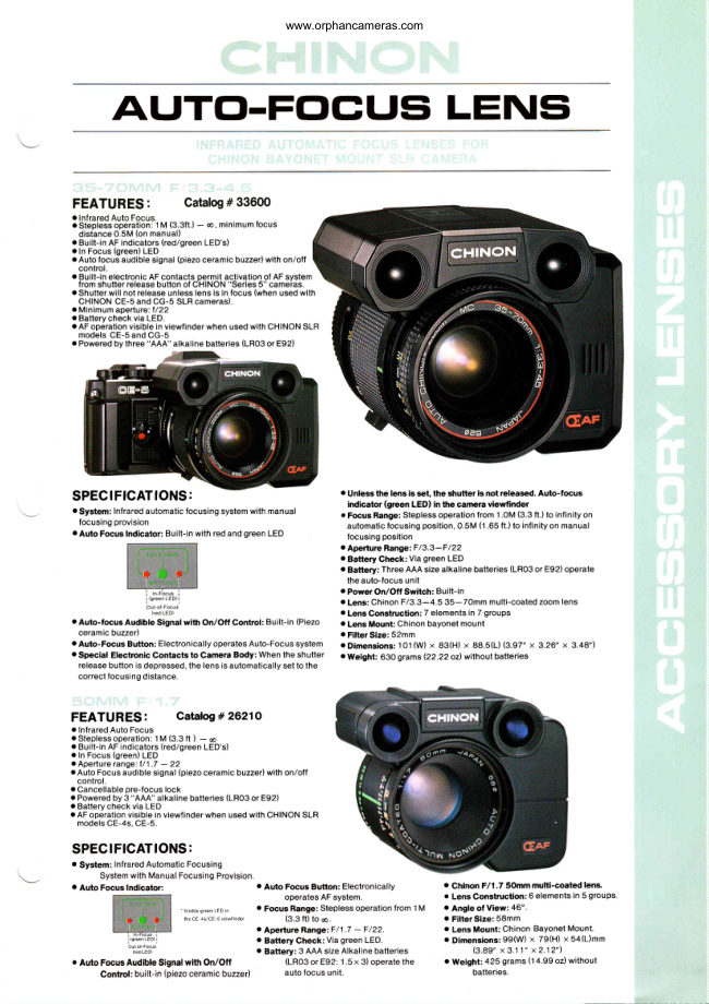 Chinon Auto-focus zoom (35-70mm) manual cover