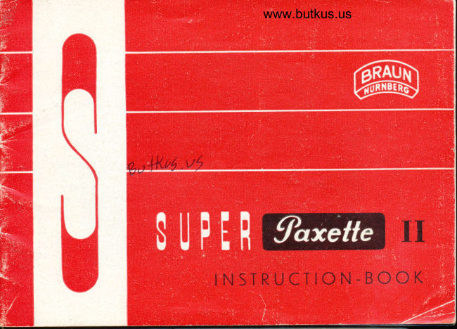 Braun Super Paxette II SCANNED manual cover