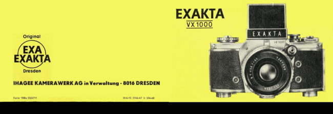 Exakta VX1000 manual cover