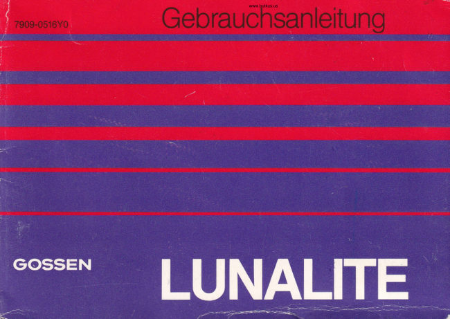 Gossen Lunalite manual cover