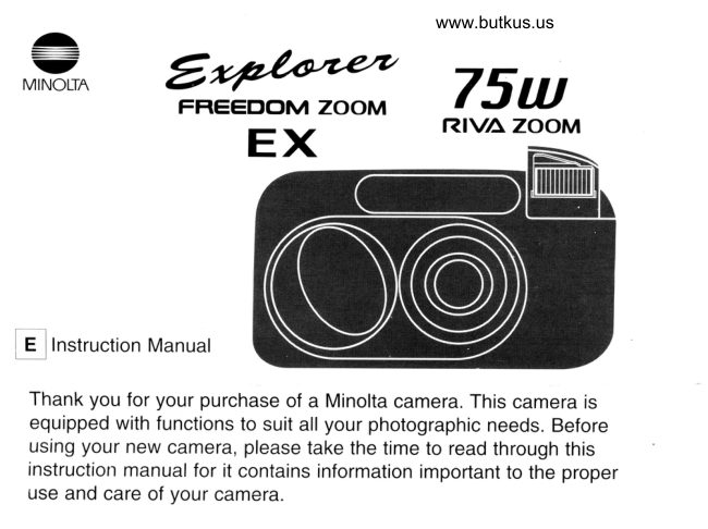 Minolta Explorer Freedom Zoom EX Minolta 75W RIVA Zoom manual cover
