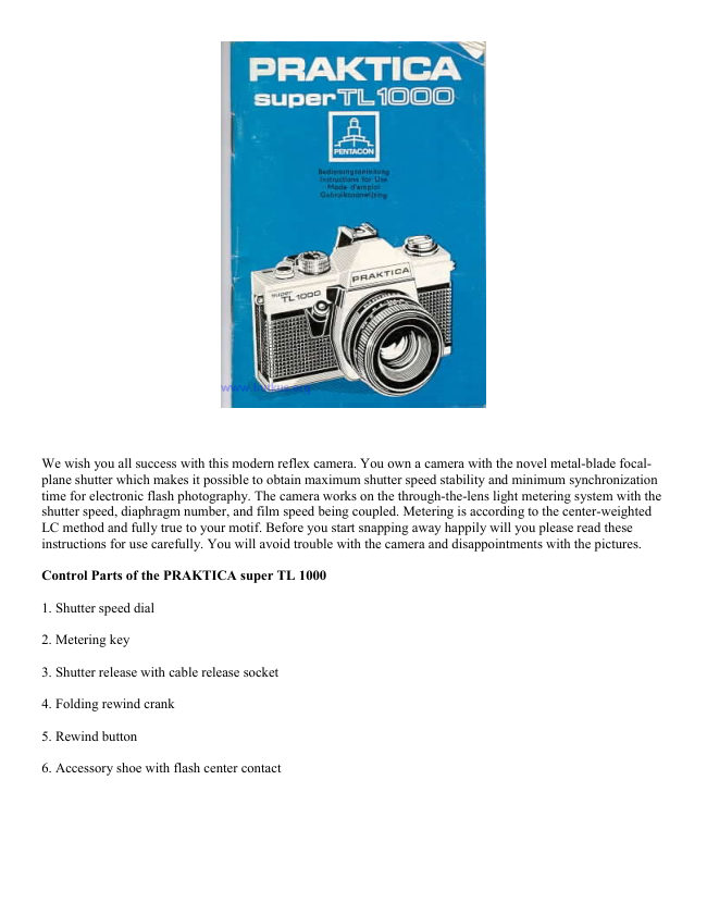 Praktica Super 1000 manual cover