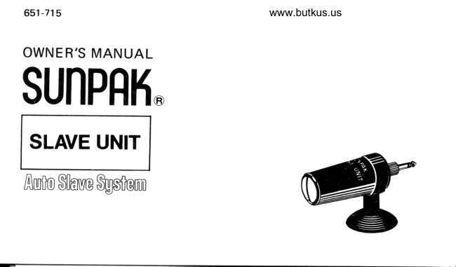 Sunpak Auto Slave System manual cover