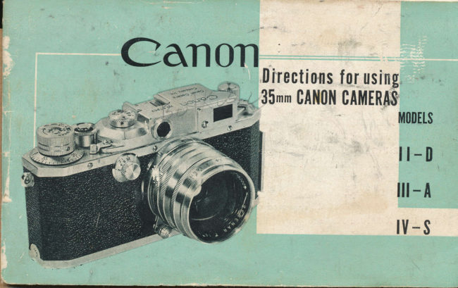 Canon II-D / III-A / IV-S manual cover