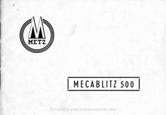 Metz Mecablitz 500 manual cover