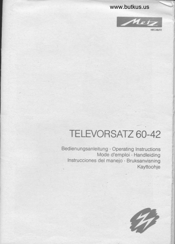 Metz Televorsatz 60 42 manual cover