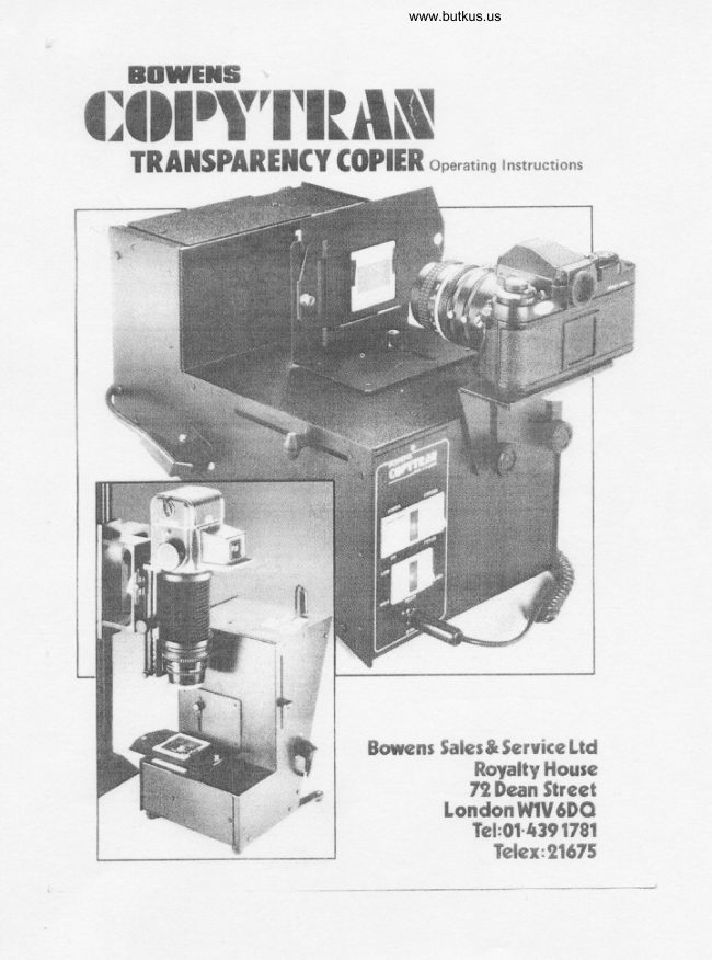 BOWENS COPYTRAN manual cover