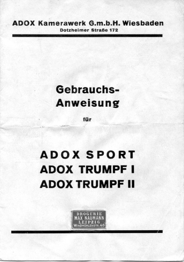 Wirgin Adox Sport / Trumpf I / Trumpf II manual cover