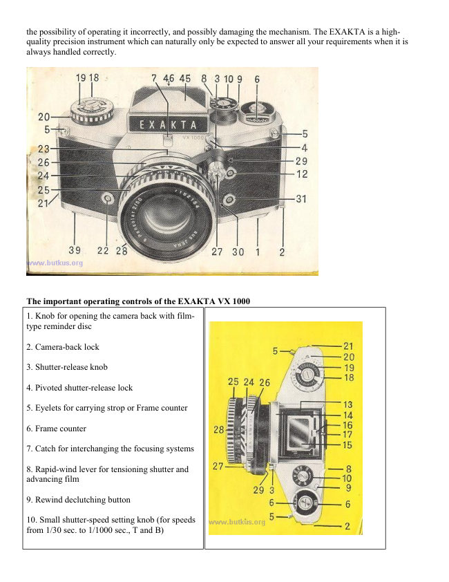 Exakta VX 1000 manual cover