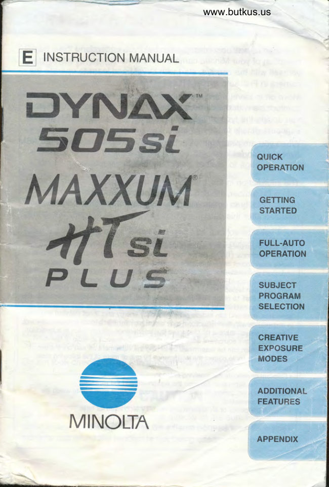 Minolta Maxxum HTsi Plus manual cover