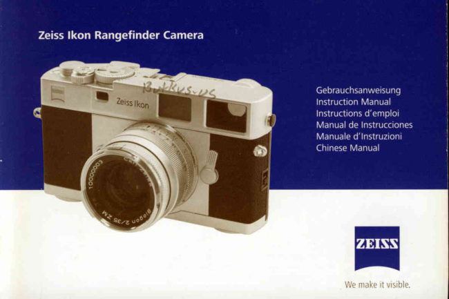 Zeiss Ikon ZM Rangefinder manual cover