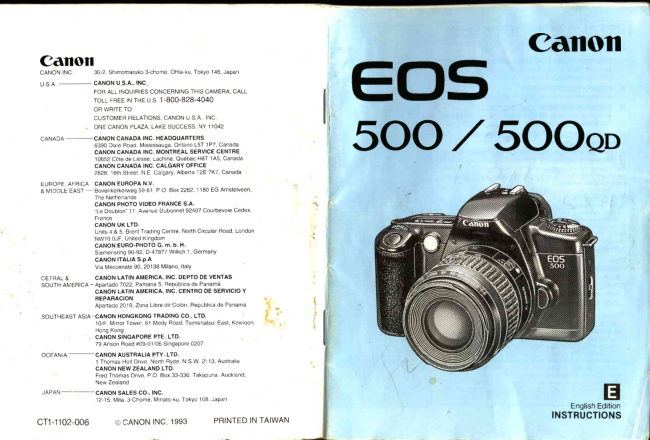 Canon EOS 500 manual cover