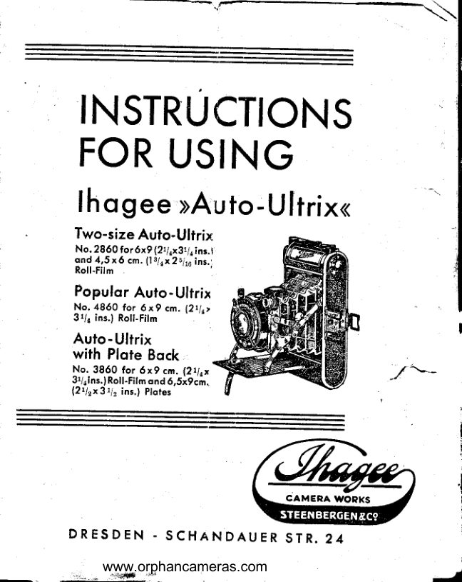 Ihagee Auto-Ultrix manual cover