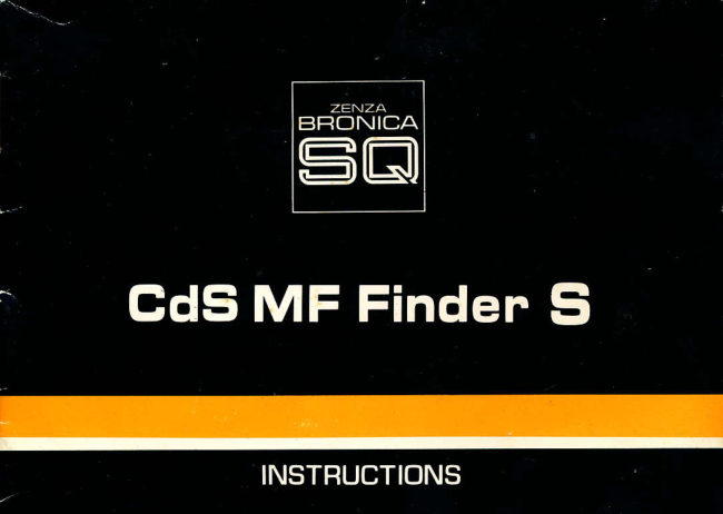Bronica CDs MF Finder S manual cover