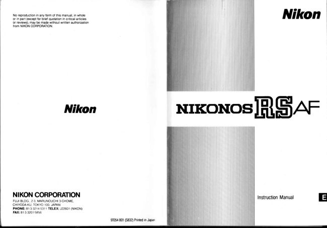 Nikonos RS AF manual cover