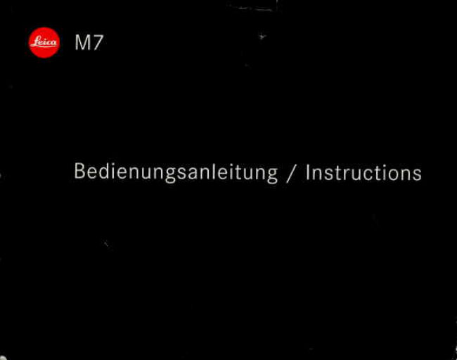 Leica M7 — sample pages manual cover