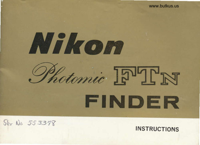 Nikon Another FTn Photomic Finder manual cover