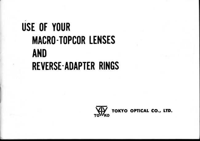 Topcon Macro Lens manual cover