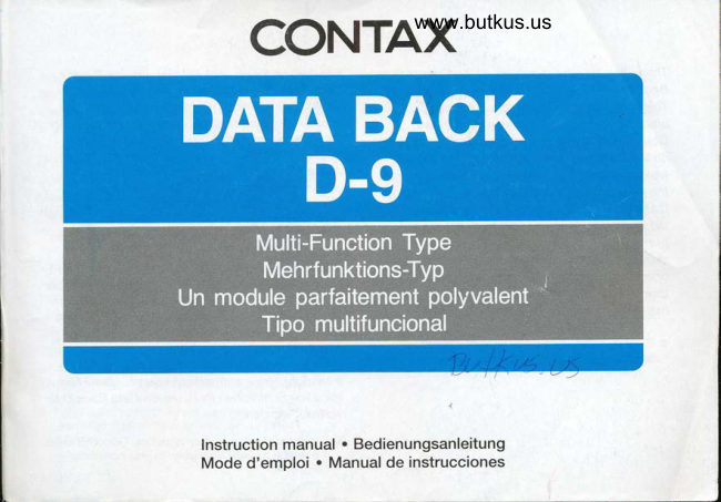 Contax Data-back D-9 manual cover