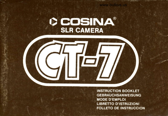 Cosina Ct 7 manual cover