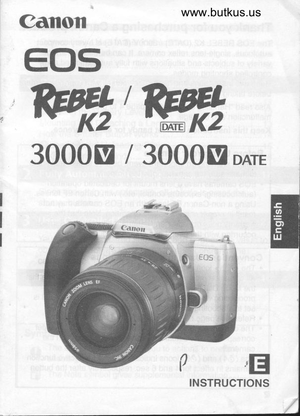 Canon EOS Rebel K2 - 3000 manual cover