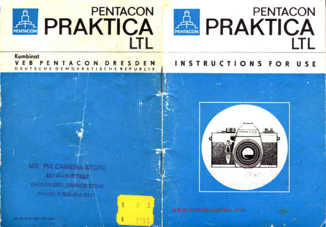 Praktica LTL manual cover