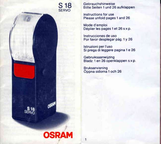 OSRAM S 18 manual cover
