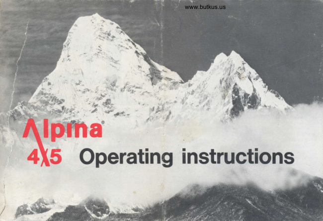 Alpina 4x5 view camera manual cover