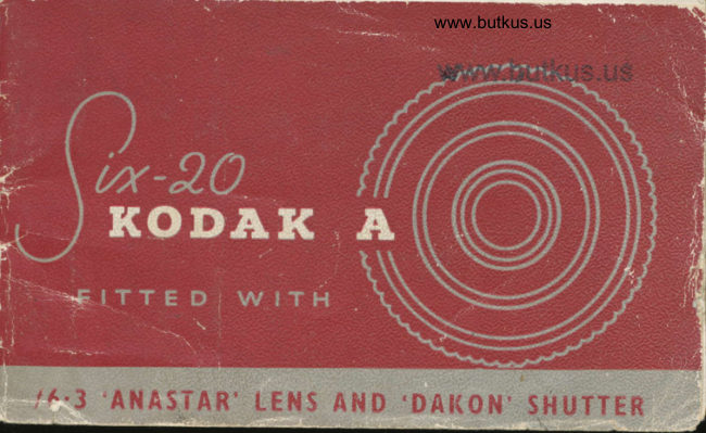 Kodak Six-20 A manual cover