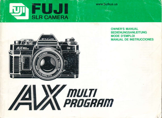 Fujica AX Multiprogram manual cover