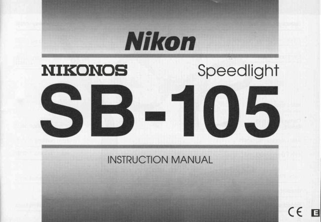 Nikon SB-105 Nikonos Speedlight manual cover