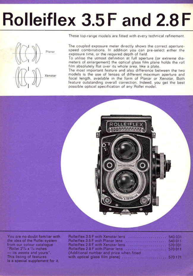 Rolleiflex 3.5F 2.8F Booklet manual cover